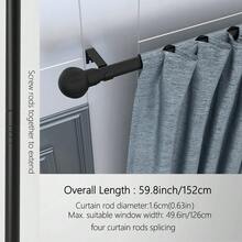 1pc, 5/8 Inch Metal Curtain Rod/Roman Rod/Shower Curtain Rod. Spiral Connector Extends From 45 Inches To 147 Inches, Wall Mounted, Sturdy And Durable. Lantern Decor Curtain Rod Bracket Set, Available In White, Black, Gold, Silver. Modern Classic Style - Multicolor - View 21
