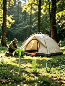 3PCS.6PCS. Spiral Tent Peg Hook Set | T-Handle Screw Tent Stakes With Guy Ropes And Hooks - Multicolor - View 2