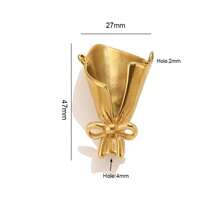 1pc 304 Stainless Steel 18K Gold Plated Double Ring Basket & Butterfly Shaped Connector Pendant, DIY Jewelry Making Accessory - Bouquet - View 7