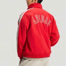 Áo khoác adidas nam tay dài dáng rộng, lót lông, vải dệt thoi chống thấm nước, phong cách thể thao thường ngày, màu đỏ - Đỏ - Xem 2