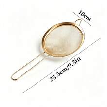 Stainless Steel Handheld Flour Sifter With Handle Fine Mesh Strainer, Multi-Size Baking Filter, Halloween Cake Making, Christmas Dessert Baking, Thanksgiving Snack DIY Tool, Sift Powdered Sugar Flour Cocoa Powder, Kitchen Baking Strainer, Home Cooking Filtration Utensil - Gold - View 13