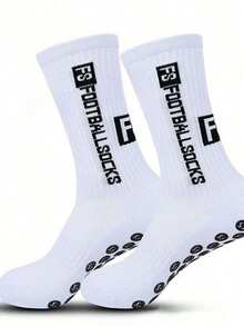 6 Pairs Men's Soccer Socks, Short Thickened Terry Cloth Low-Cut High-Cut Couple Non-Slip Socks, Mid-Calf Athletic Socks, Durable, Autumn Socks - White - View 4