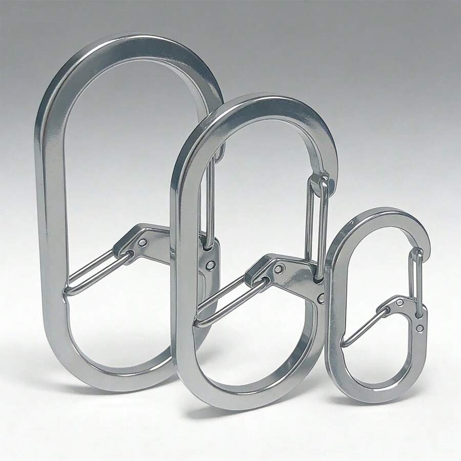 304 Stainless Steel Keychain, G-Shaped Clip, Carabiner, Outdoor Clip, Multi-Function Key Ring, Spring-Loaded Figure-8 Clip, 3 Pieces - 3Pcs G-shaped Keychain - View 1