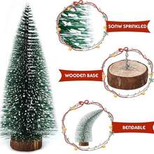 Mini Christmas Tree Desktop Ornament DIY Pine Needle Tree Christmas Decoration Snow-Covered Pine Tree Mini Christmas Tree, Snowy Holiday Tree, Christmas Party Suggestion, Home Desktop, Party Centerpiece Decoration Or Gift - F - View 3