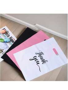 100 Pcs Black White Pink Thank You Gift Bags Birthday Party Wedding Portable Gift Packaging Plastic Bags With Handles For Party, Birthday, Wedding And Other Occasions. - Multiple Styles - View 7