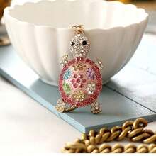 Ins Colorful Rhinestone Cute Turtle Creative Metal Keychain Car Pendant - Multicolor - View 8