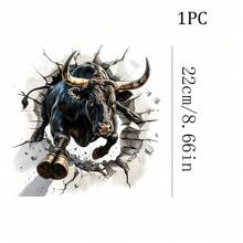 1/2/3pcs Black Bull Animal Pattern Heat Transfer Sticker | DIY Heat Transfer Decal Suitable For T-Shirts, Loose Sweatshirts, Women Casual Tops, Canvas Bags, Fabric Pillows Printing. - Multicolor - View 7