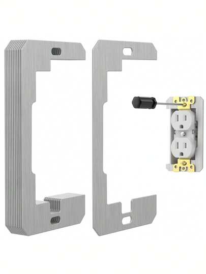 5/2/1pc Wall Plate Spacers, Power Outlet Spacers, Outlet Repair, Metal Flush Mounting Plates For Power Outlet Repair, Fix Loose Outlets And Electrical Boxes, Rust-Resistant, Wear-Resistant, Durable, Suitable For Indoor And Outdoor Use, Can Be Used With Switches, Outlets And Other Wall-Mounted Electrical Equipment. Whether In Home, Office Or Spaces With Power Outlets, These Spacers Provide A Perfect Fit