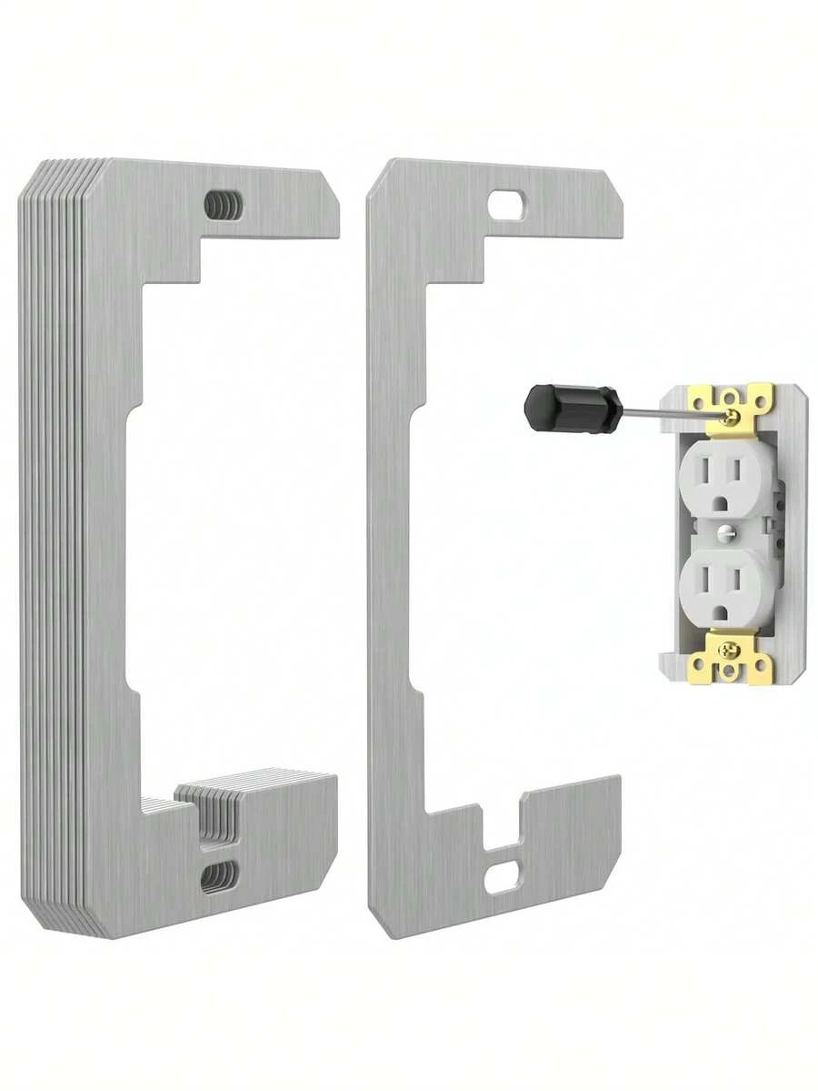 5/2/1pc Wall Plate Spacers, Power Outlet Spacers, Outlet Repair, Metal Flush Mounting Plates For Power Outlet Repair, Fix Loose Outlets And Electrical Boxes, Rust-Resistant, Wear-Resistant, Durable, Suitable For Indoor And Outdoor Use, Can Be Used With Switches, Outlets And Other Wall-Mounted Electrical Equipment. Whether In Home, Office Or Spaces With Power Outlets, These Spacers Provide A Perfect Fit - A - View 1