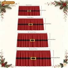 "Commodity" 1pc Christmas Table Skirt, Red Background With Black Belt And Gold Buckle Pattern Table Skirt, Suitable For Kitchen Table Decoration, Restaurant Layout, Picnic Camping Scene, Party Atmosphere To Create A Table Skirt. - 1 - View 6