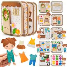 Buku Sibuk Montessori untuk Anak, Buku Aktivitas Tenang Flanel DIY, Buku Cerita Kain 3D, Mainan Edukasi untuk Keterampilan Hidup dan Perkembangan Kognitif - MultiWarna - View 3