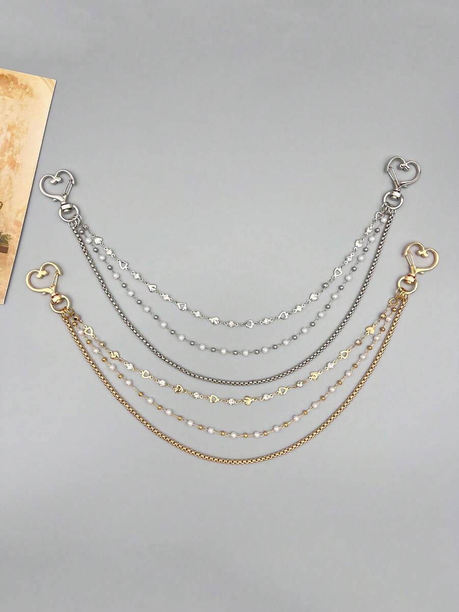 Fashion Rhinestone Pearl Bag Chain, Personalized Bag Charm, Wallet Pendant And Chain, Charming Bag Accessory, Women's Shoulder Bag Accessory, Room Decor, Multi-Layer Chain Bag Accessory, Gift For Women - Multicolor - View 1