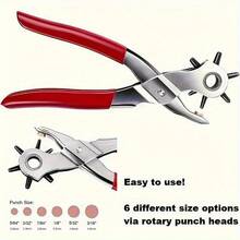 Heavy Duty Rotating Leather Punch Tool, Ergonomic Handle, Multi-Size Punch Set, Can Punch Round, Square, Star, Heart And Other Hole Shapes, Leather Belt, Watch Strap, Leather Craft Tool - A - View 9