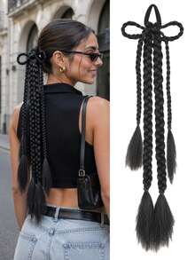 18inch Bow-Tie Braided Ponytail Elastic Hair Tie - A Cute And Elegant Hair Accessory Suitable For Ladies' Music Festivals, Parties, And Everyday Looks - Multicolor - View 11