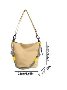 Outdoor Style Tote Bag With Contrasting Woven Rope Strap Design, Capacity, Lightweight Single Shoulder Crossbody Bag, Versatile Bag Bag For Commuting - Khaki - View 2
