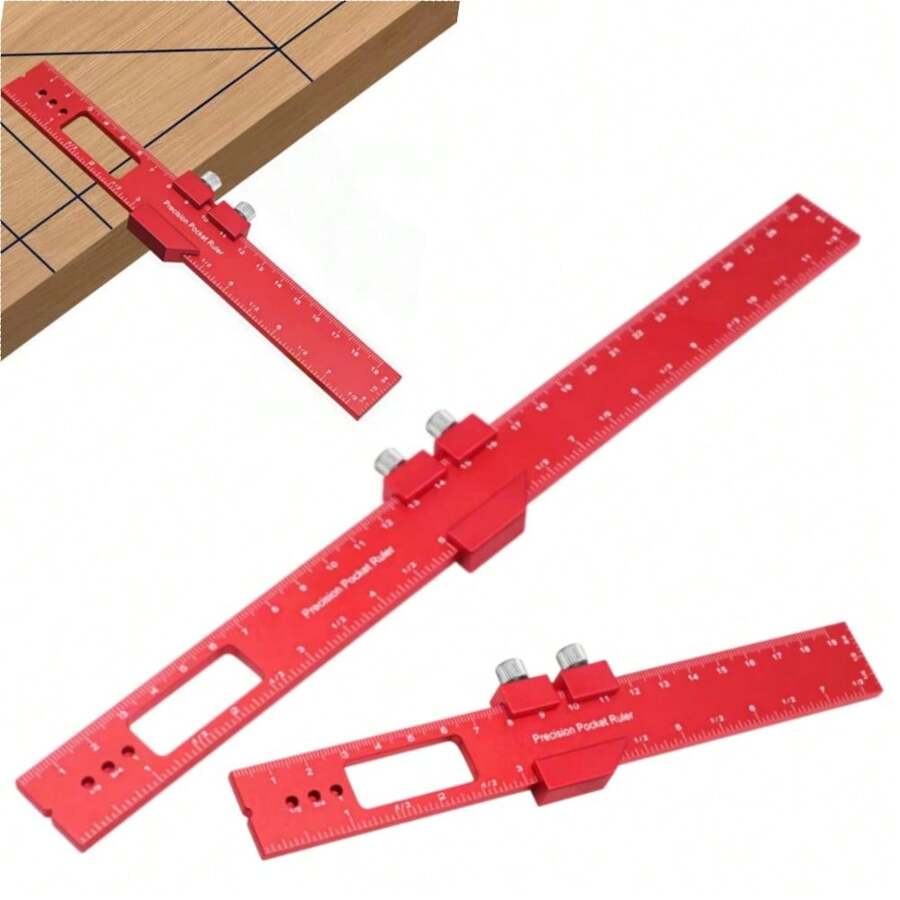 Woodworking Marking Ruler, Woodworking Precision Pocket Ruler, Multifunctional Marking Ruler, Measuring Tool, Aluminum Alloy T-Shaped Ruler, Woodworking Tool