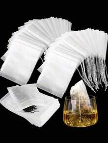 2 Packs 100pcs Disposable Tea Filter Bags With Drawstring, Heat-Sealed Non-Woven Fabric Spice Filter Bags, Tea Bags - Transparent - View 3