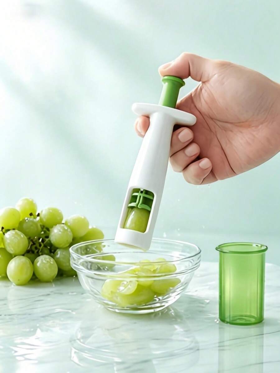2pcs Cherry Tomato Slicer, Grape Slicer - Multi-Functional Grape Slicer, Small Fruit Slicer, Grape Kitchen Tool, Cake Decorator, Fruit Cutting Utensil, Kitchen Utensil (Cover And Slicer) - Multicolor - View 1