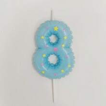 HIBIRTH 1pc Creative Candy Color Star Print Number Candle Cake Decoration Supplies Number 0-9 Birthday Party Celebration Wish Candle Plug-In - View 13