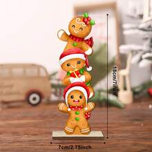 1pc Santa Claus, Snowman, Gingerbread Man Shaped Desktop Decoration - A - View 3