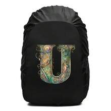 Penutup Hujan Ransel Motif Cetak Huruf Gulir Bunga Dekoratif Vintage, Pelindung Ransel Tali Serut Tahan Air dan Anti Debu, Perlengkapan Outdoor Tahan Lama untuk Mendaki, Berkemah dan Perjalanan - Hitam - View 95