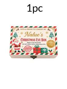 Custom Christmas Eve Keepsake Box, Personalized Rustic Wooden Memory Box For Home Decor, Festive Name Storage Case, Customized Name Holiday Gift Box, Customizable Seasonal Keepsake For Christmas Party Display, Christmas Party Decor, Merry Christmas - Style I - View 11