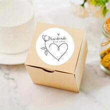 48/24pcs Handmade Love Stickers - Heart And Flower DIY Tags With Cursive Letters, Sweet Hand Drawn Style, Suitable For Handmade, Gift Labels, Diaries, Weddings, Birthdays - Bulk Sticky Paper - Round - View 7