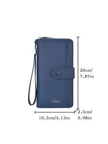 SHABILI Fashionable Men's Long Zipper Clutch Wallet, Korean Style, Multi-Card Slots, Business Casual Youth Handbag - Blue - View 5