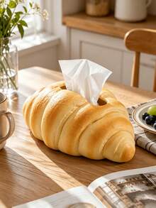 Realistic Bread-Shaped Tissue Box, Fun Pretzel/Toast Design, Fits 10.92 X 7.87cm Tissue Size, Desktop Tissue Storage Box, Perfect For Living Room, Bedroom, Kitchen, Office, Cafe And Bakery, Creative Food-Themed Home Decor Accent - Multicolor - View 5