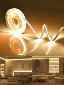5pcs/3pcs/1pc, LED Light Strip With Switch, USB Powered Flexible Ceiling Light Strip With Button Switch, Warm White/White Light, Drill-Free Linear Light Strip Suitable For TV Backlight And Home Decor, Perfect For Weddings, Halloween, Christmas, Parties And More - White - View 3