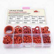 372pcs High Temperature & Oil Resistant Red Silicone O-Rings, Suitable For Automotive And Piping Applications - Red - View 4