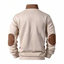 Men's Spring/Autumn Casual Fashion Versatile Colorblock Patchwork Stand Collar Pullover Sweatshirt - Khaki - View 2