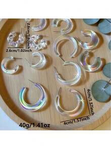 Y2K Rainbow Earrings Set, Twisted Water Drop Earrings, Lightweight Fashion Accessories, Suitable For Party And Daily Wear, Gift Aesthetic Accessory - Rainbow Earrings - View 2