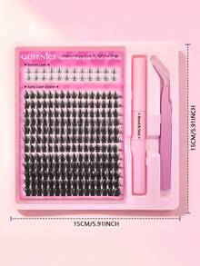 DIY Lash Extension Set With Wispy Spiked Clusters, Natural False Eyelashes And Bottom Lashes, Lightweight Reusable Individual Lash Segments For Easy Application, Soft Fluffy Lashes With Bond & Seal And Applicator Tweezers - Black - View 4