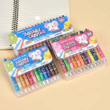 18Pcs Short Rotating Twistable Crayons, Mess Free & Easy Coloring Wax Crayons For Art Drawing - 18 Colors In Blue Packaging - View 4