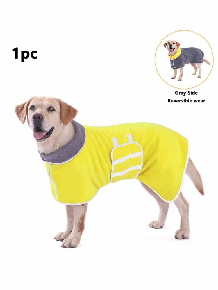 1pc Reversible Dog Absorbent Bathrobe, Plush Bathrobe, Soft And Comfortable, Quick-Drying And Adjustable, Suitable For Different Dog Breeds And Body Types, Ideal For Bathing, Swimming, Beach And Daily Care - Multicolor - View 14