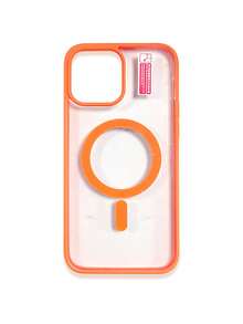 1pc 5-Style Optional Contrast Border Magnetic Large Window Transparent Phone Case, Ins Minimalist Phone Case, Built-In Magnetic Ring Supports Wireless Charging; Covers, A Style Transparent Border / B Style Light Pink Border / C Style Vibrant Orange Border / D Style Classic Black Border / E Style Light Gray Border, Raised Lens Full Coverage Anti-Drop Soft Shell, Minimalist Versatile Fashion Phone Case, Suitable For Personal Use, Birthday Gift Choice; Compatible With IPhone Case - Multicolor - View 113