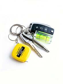 5pcs Men's Screwdriver Keychain, Tape Measure Keychain, Mini DIY Repair Tool Set, Car Key Accessory, Spirit Level Tool,Bag/Backpack Charm,Gifts - Multicolor - View 4