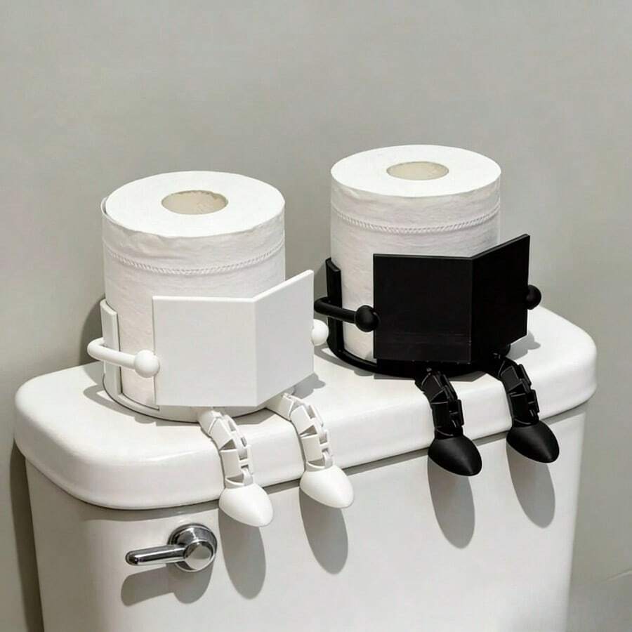 1pc Fun Toilet Paper Holder-Available In Black Or White; A Playful Bathroom Accessory That Makes A Great Holiday Gift. - Multicolor - View 1