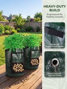 2 Packs Potato Grow Bags, Durable Fabric Garden Pots With Flip Lid & Handles, 10 Gallon, Spring Planting Bags, Plant Growing Containers With Access Window For Potatoes & Vegetables - Green - View 8