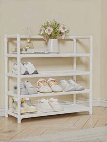 1 Pack Multi-Layer Sturdy Heavy-Duty Plastic Shoe Storage Shelf, Modern Neutral Color Vertical Freestanding Shoe Organizer Rack For Hallway Bedroom Closet Entryway, Christmas Thanksgiving Home Organization Gift - Multicolor - View 14