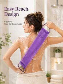 1pc Exfoliating Bath Towel, Long Mesh Back Scrubber With Handle, Elastic Body Scrubbing Towel, Quick-Dry Bath Cloth, Deep Cleaning Mesh Bath Cloth, Suitable For Back, Body, Shower, Spa, Home, Gym, Travel, Mother's Day, Father's Day Gift - Multicolor - View 6