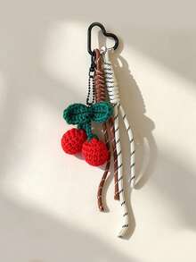 Yogodlns Handmade Leather Cute Small Pumpkin Bag Pendant Car Key Chain Rope Woven Charm Hanging Decoration New Bag Accessories - Multicolor - View 8