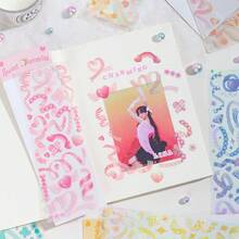 6pcs Rhinestone Ribbon Glitter Decorative Planner Stickers - One Size - View 4
