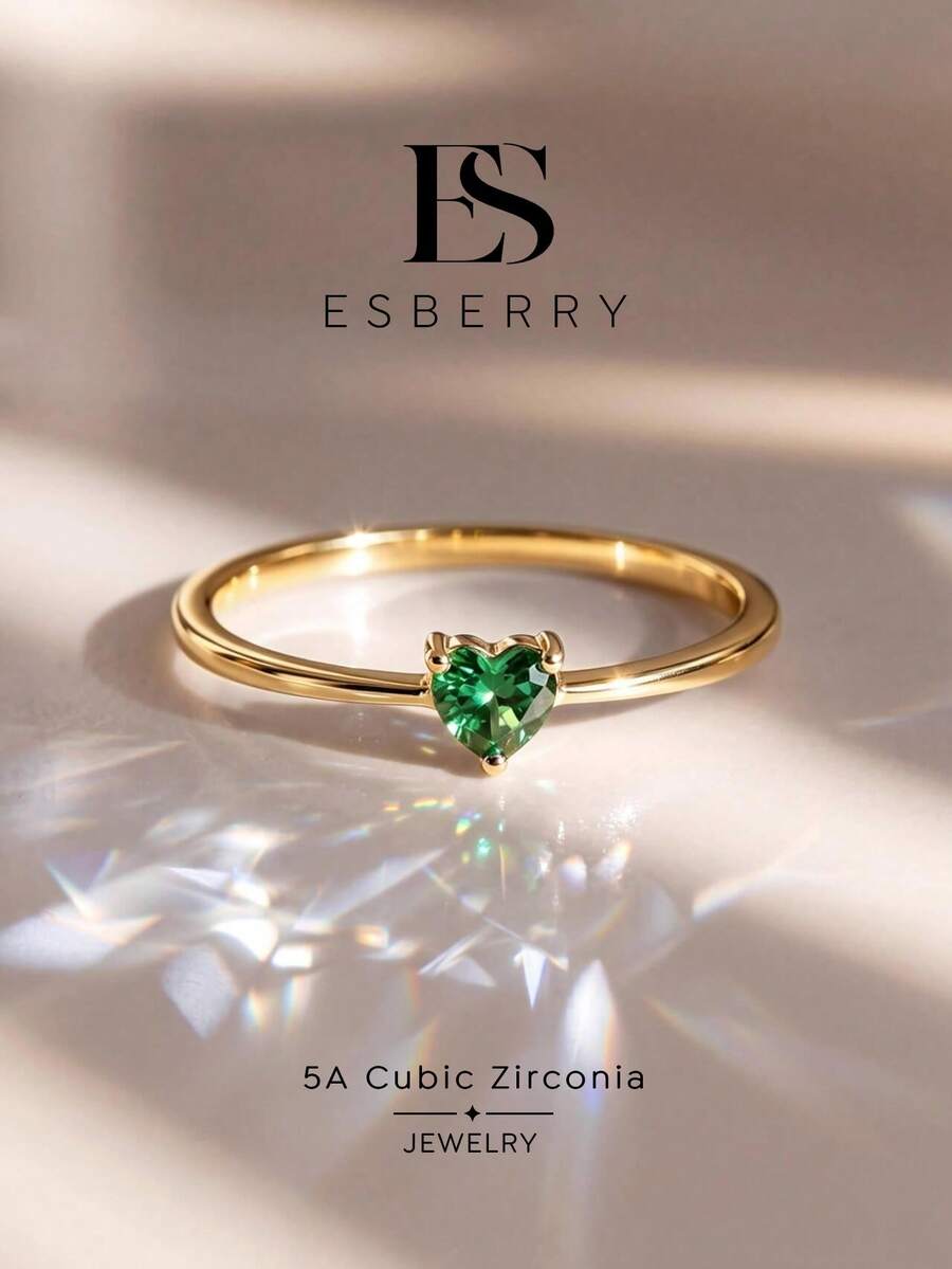 ESBERRY 1pc Emerald Ring, Women's Eternal Ring, Luxurious & Exquisite Jewelry Gift