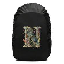 Penutup Hujan Ransel Motif Cetak Huruf Gulir Bunga Dekoratif Vintage, Pelindung Ransel Tali Serut Tahan Air dan Anti Debu, Perlengkapan Outdoor Tahan Lama untuk Mendaki, Berkemah dan Perjalanan - Hitam - View 80