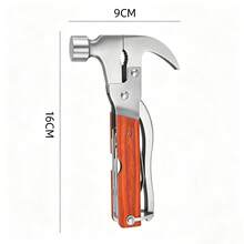 1 Pc Multi‑Function Folding Claw Hammer Multi‑Tool, Anti‑Rust Impact‑Resistant Safety Lock Portable Utility Pliers,Survival Tool For Camping Car Emergency Home Repair, Silver‑Red Wood Grain Integrated Hammer‑Plier Shape With Nail Puller & Gear Jaw - A - View 11