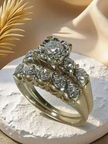 2 Buah Cincin Wanita Vintage Mewah dan Elegan, Cincin Jari Emas Desain Minimalis yang Dipersonalisasi, Perhiasan Tangan Berkualitas Tinggi, Cocok untuk Perjalanan Sehari-hari, Pesta, Jalan-jalan, Perhiasan Indah Serbaguna untuk Pertunangan, Pernikahan, dan Aksesori Hadiah Liburan - Emas - View 2