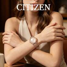 CITIZEN Women's -Drive Watch Rose Gold Slim Round Case Gradient Lavender Dial Roman Numeral Marks Date Window Mesh Metal Strap Soft Elegant Ladies Watch - Pink - View 3