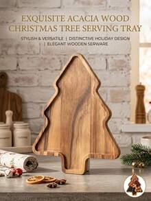 Wooden Acacia Cutting Board, Double-Sided Bread & Cheese Board, Functional Kitchen Accessory, Suitable For Fruit, Meat And Bread Cutting, Can Be Used As A Meal Prep Workstation, Perfect For Chef's Birthday, Party, Christmas, Easter, Wedding Holiday Gift - 1PC - View 2